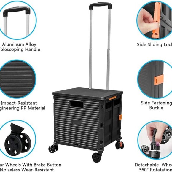 NEW - Selorss Folding Utility Cart - 2 Available (Black or Pink) - NEW - Picture 1 of 6